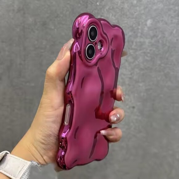 For Iphones all 16 15 14 13 Cute Kawaii Hot Pink Wavy Frame Girl Iphone Case Y2K - Picture 7 of 8